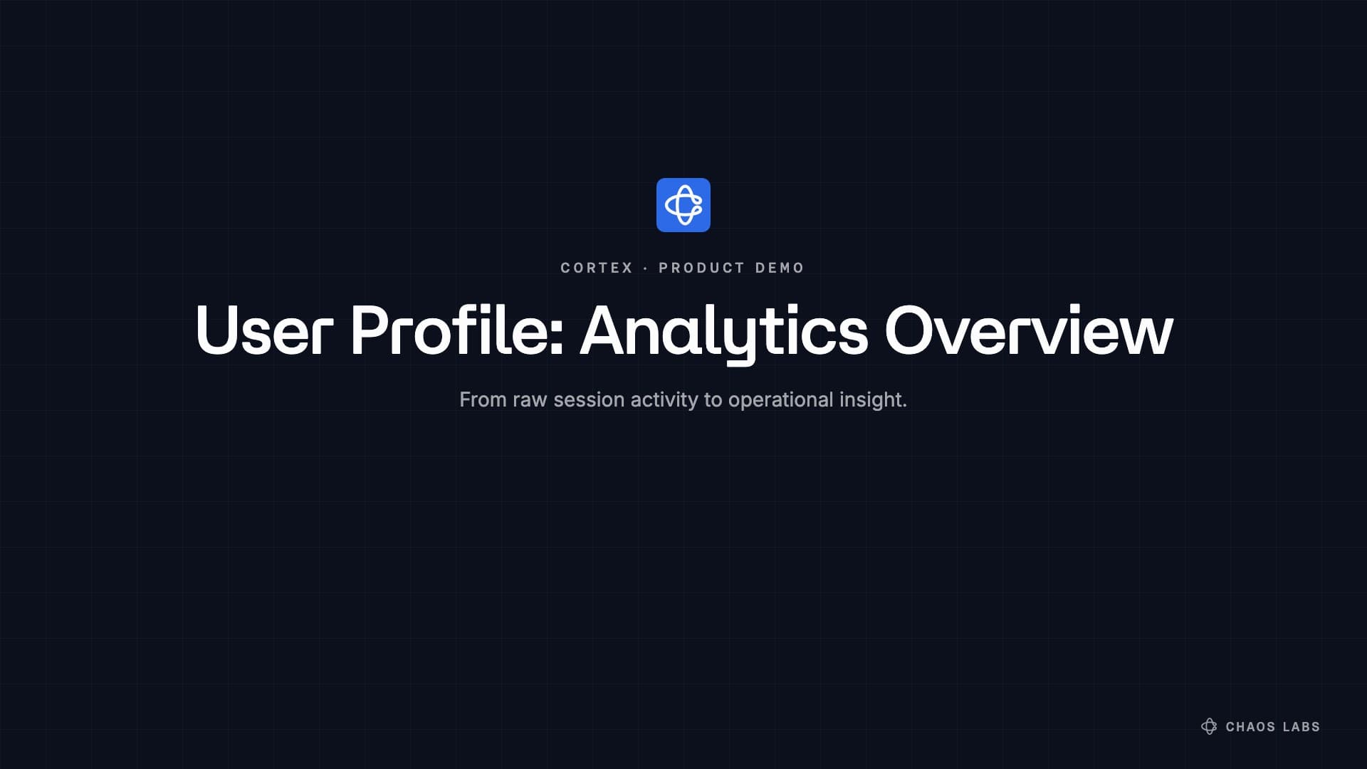 User Profile: Analytics Overview tutorial in Cortex