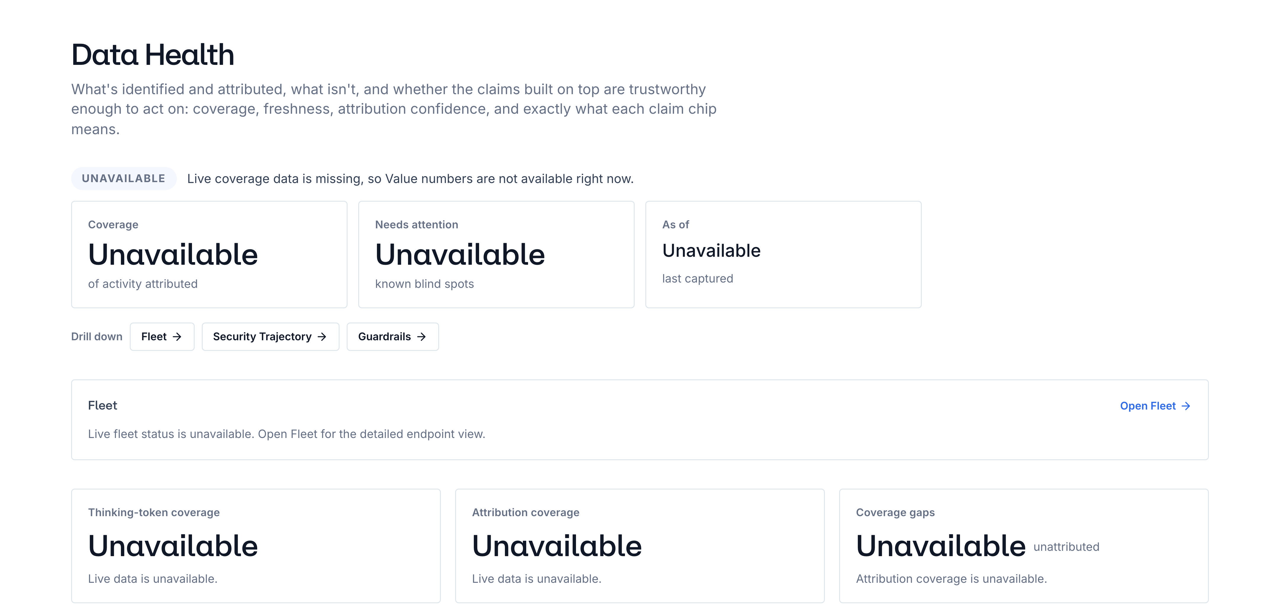Data Health with unavailable status